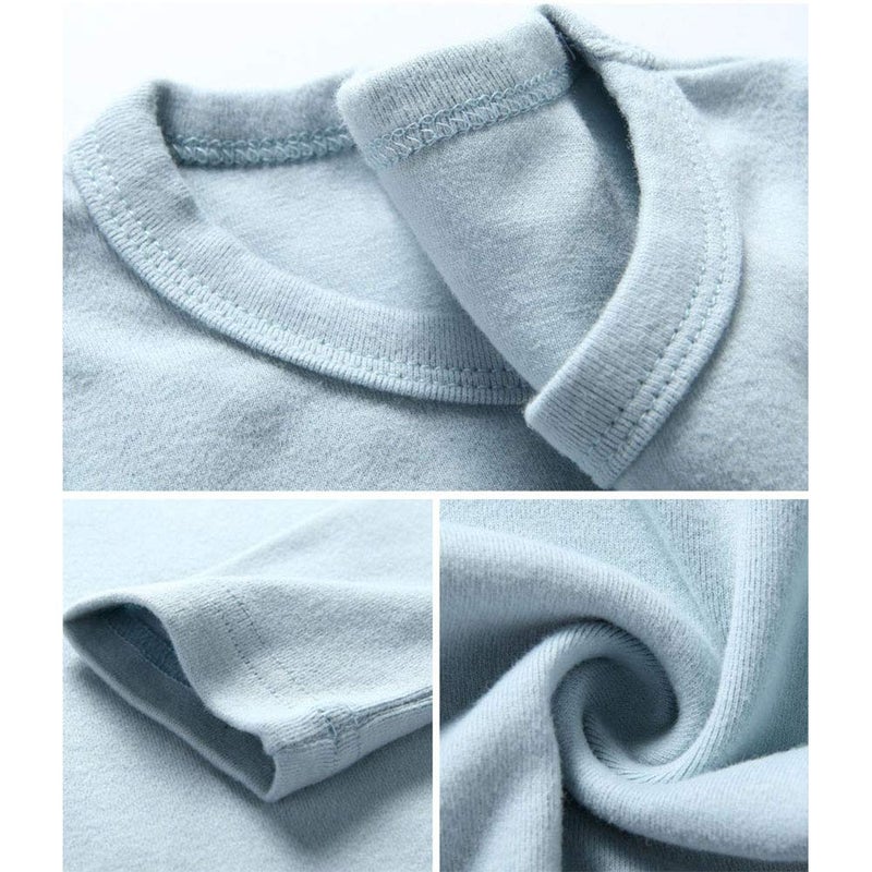 JWWN Toddler Boys Girls Thermal Underwear Long Sleeve T-shirt Leggings 2Pcs Kids Winter Base Layer Set, (Blue,4Years) - Image 4